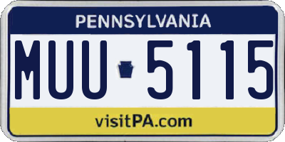 PA license plate MUU5115
