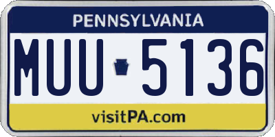 PA license plate MUU5136