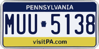 PA license plate MUU5138