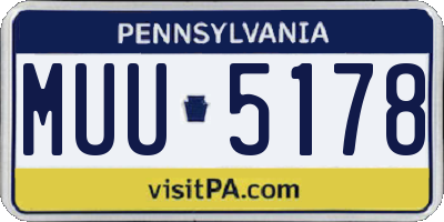 PA license plate MUU5178