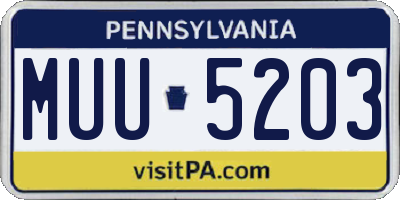 PA license plate MUU5203