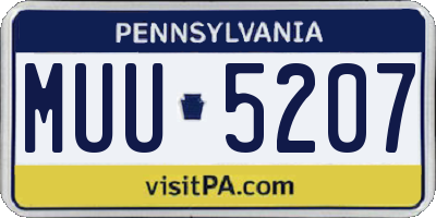 PA license plate MUU5207