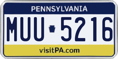 PA license plate MUU5216