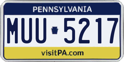 PA license plate MUU5217