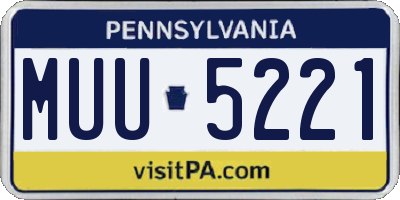 PA license plate MUU5221