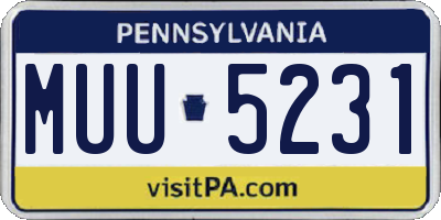 PA license plate MUU5231