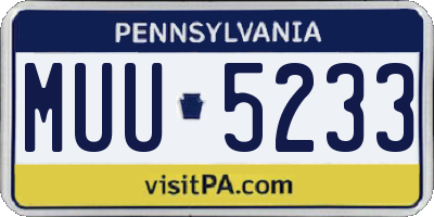 PA license plate MUU5233