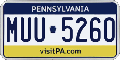 PA license plate MUU5260