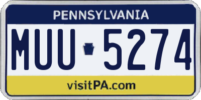 PA license plate MUU5274