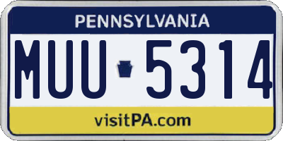 PA license plate MUU5314