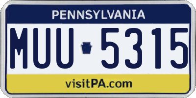 PA license plate MUU5315