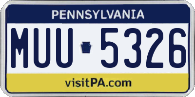 PA license plate MUU5326