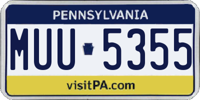 PA license plate MUU5355