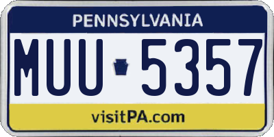 PA license plate MUU5357