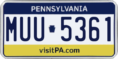PA license plate MUU5361
