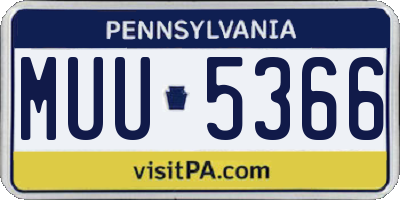 PA license plate MUU5366