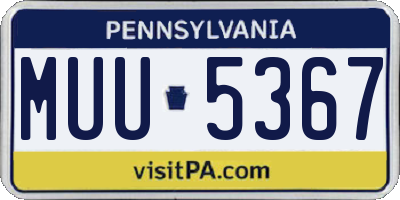PA license plate MUU5367