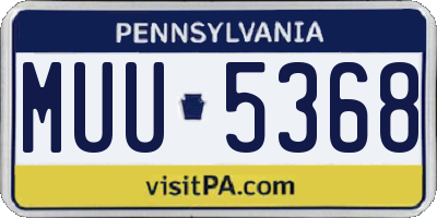 PA license plate MUU5368