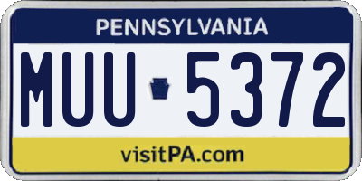 PA license plate MUU5372