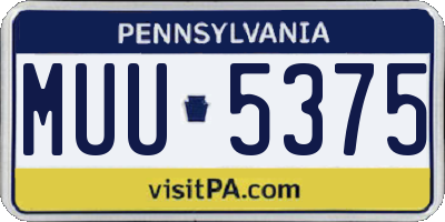 PA license plate MUU5375