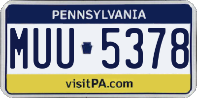 PA license plate MUU5378