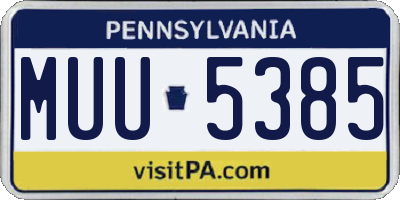 PA license plate MUU5385