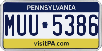 PA license plate MUU5386