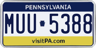PA license plate MUU5388