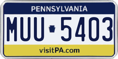 PA license plate MUU5403