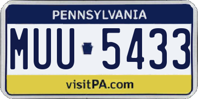 PA license plate MUU5433