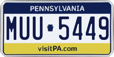 PA license plate MUU5449