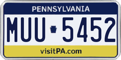 PA license plate MUU5452