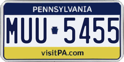 PA license plate MUU5455