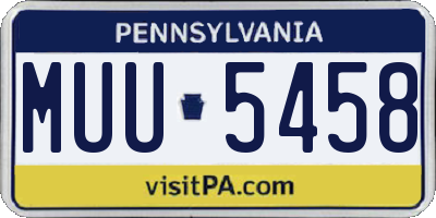PA license plate MUU5458