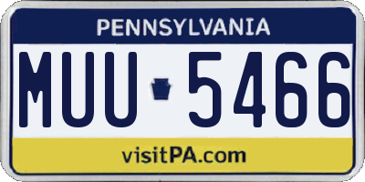 PA license plate MUU5466