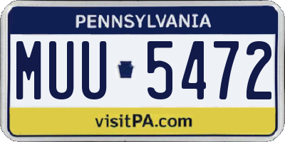 PA license plate MUU5472