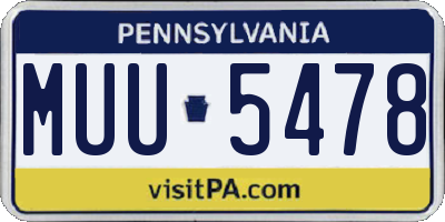 PA license plate MUU5478