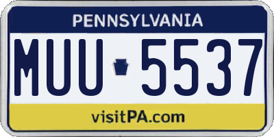 PA license plate MUU5537