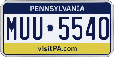 PA license plate MUU5540