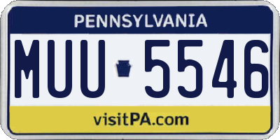 PA license plate MUU5546