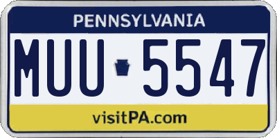 PA license plate MUU5547