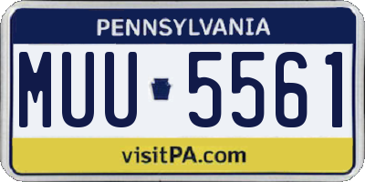 PA license plate MUU5561