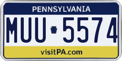 PA license plate MUU5574