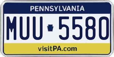 PA license plate MUU5580
