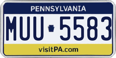 PA license plate MUU5583