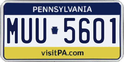 PA license plate MUU5601