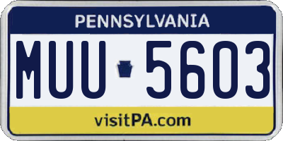 PA license plate MUU5603