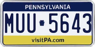 PA license plate MUU5643