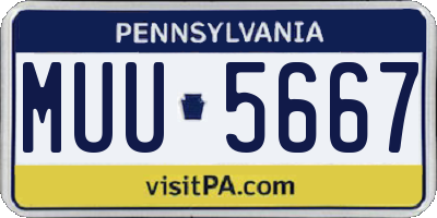PA license plate MUU5667