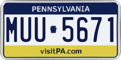 PA license plate MUU5671